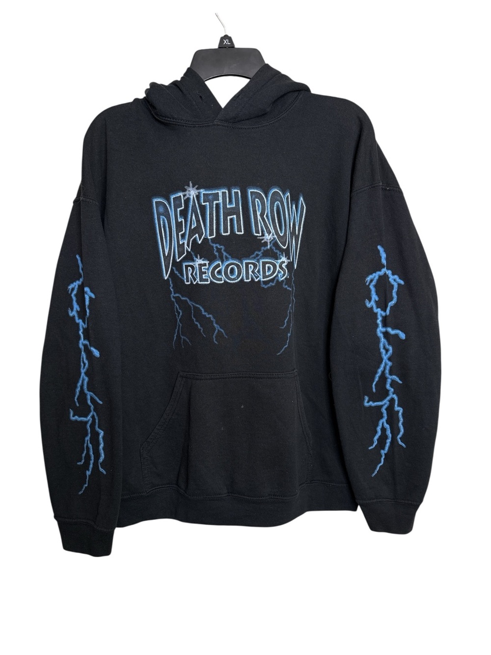 Death Row Records Hoodie Black Lightning Graphic Pullover large